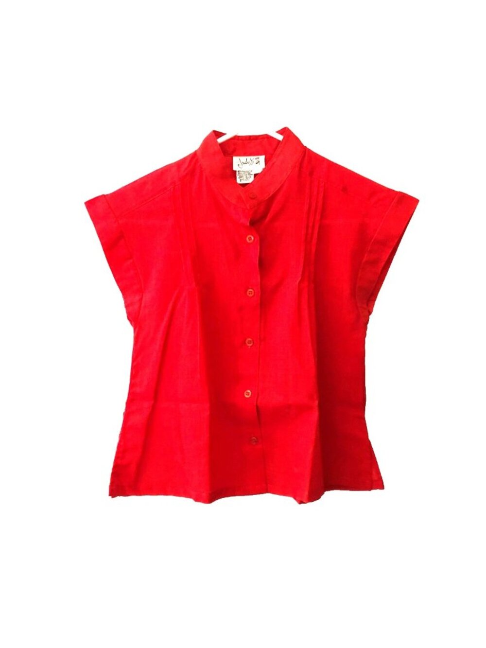 1970's Judy's Primary Red Delicate Cotton Blend Fabric Sleeveless Top Sz 8